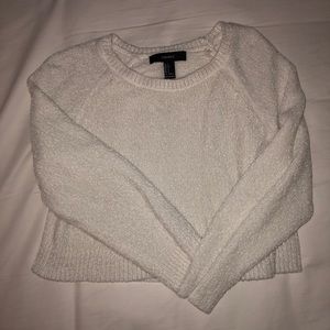 CROPPED WHITE CHENILLE SWEATER